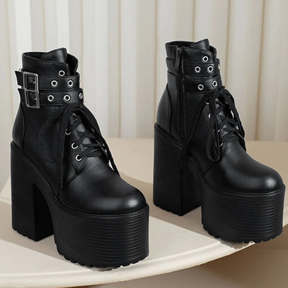 Platform Ankle Boots Winter Brand Design Great Quality Gothic Style Comfy Cool Street Shoes Boots Big Size 43