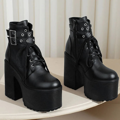 Platform Ankle Boots Winter Brand Design Great Quality Gothic Style Comfy Cool Street Shoes Boots Big Size 43