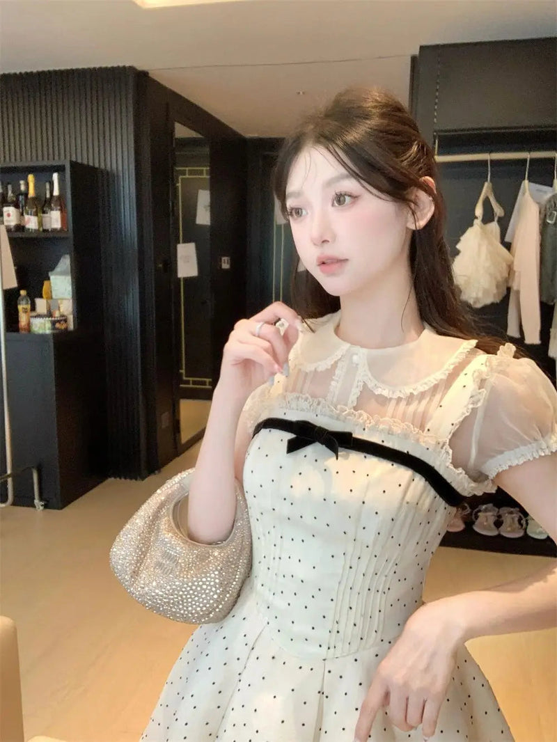 Summer Kawaii New Two Piece Set Chiffon Blouse+sleeveless Strap Dress Female Lolita Japanese Princess Suit
