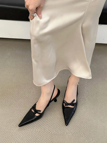 Butterflyknot Thin Heels Pumps Slingbacks Shoes Buckle Strap Banquet Zapatos De Mujer