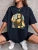 Playing Pranks on Mona Lisa Fitness Print T Shirt Oversized T-shirt Short Sleeve Cotton Loose Tshirt
