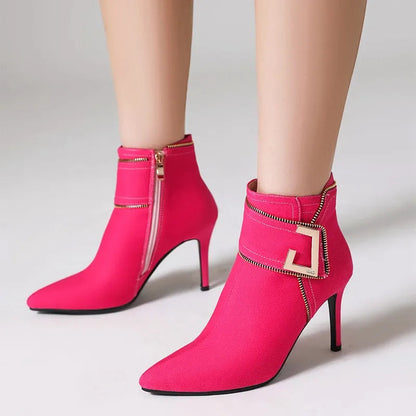 Western Denim Ankle Booties for Pointed Toe Zipper Daily Office High Heels Stilet Boots Autumn Trend New Shoes 3345