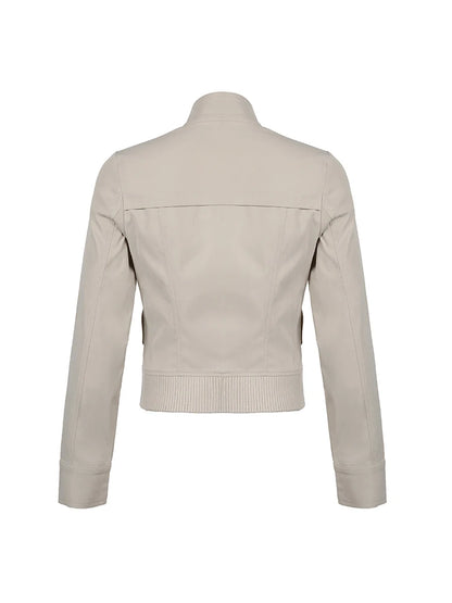 Zip Up Stand Collar Y2k Cargo Jackets Spring Autumn Basic Long Sleeve Street Coats
