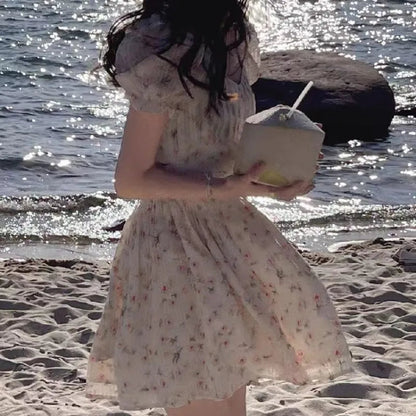 Print Mini Dresses Puff Sleeve Mori Girl Style Sweet Spring Summer Dress Korean Vestidos Mujer