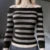 Y2k Striped Lace Sweater T-shirt Coquette Grunge Slim Fit Long Sleeve Tees Retro Cottage Kawaii Off Shoulder Crop Tops