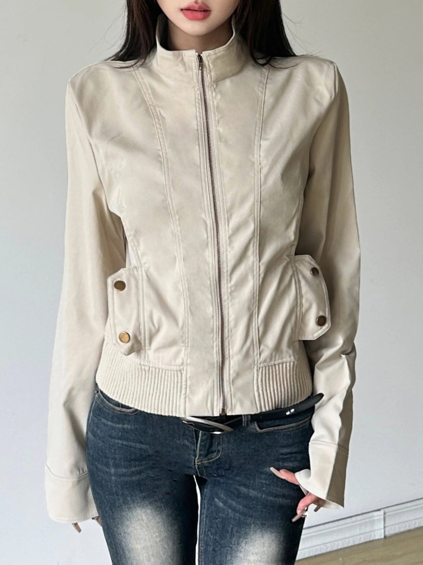 Slim Basic Jacket S Autumn Winter New All-match Harajuku Zipper Coat Causal Simple