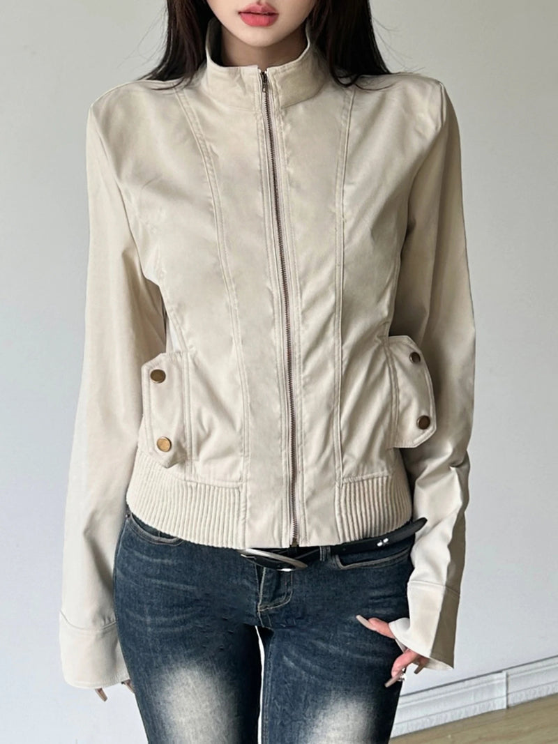 Slim Basic Jacket S Autumn Winter New All-match Harajuku Zipper Coat Causal Simple