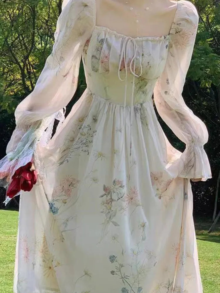 New Summer and Aline Midi Dress French Style Party Vacations Vestidos Female Clothes