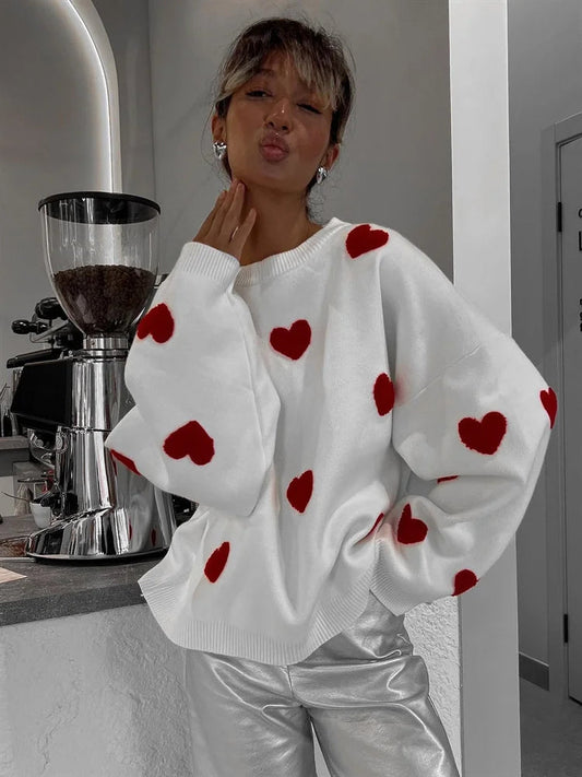 Kawaii Loose Sweater Pullover for Long Sleeve High Street Printed Camisola Female Patchwork Sweater