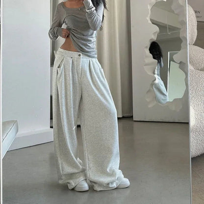Oversized Grey Sweatpants Y2k America Style Retro Baggy Pants Sports Hip Hop Trousers Joggers