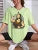 Playing Pranks on Mona Lisa Fitness Print T Shirt Oversized T-shirt Short Sleeve Cotton Loose Tshirt