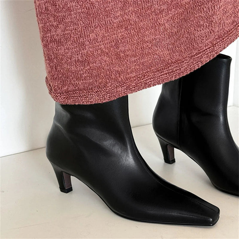 Ins Knee High Boots for Genuine Leather High Heels Winter Shoes Office Lady Long Booties