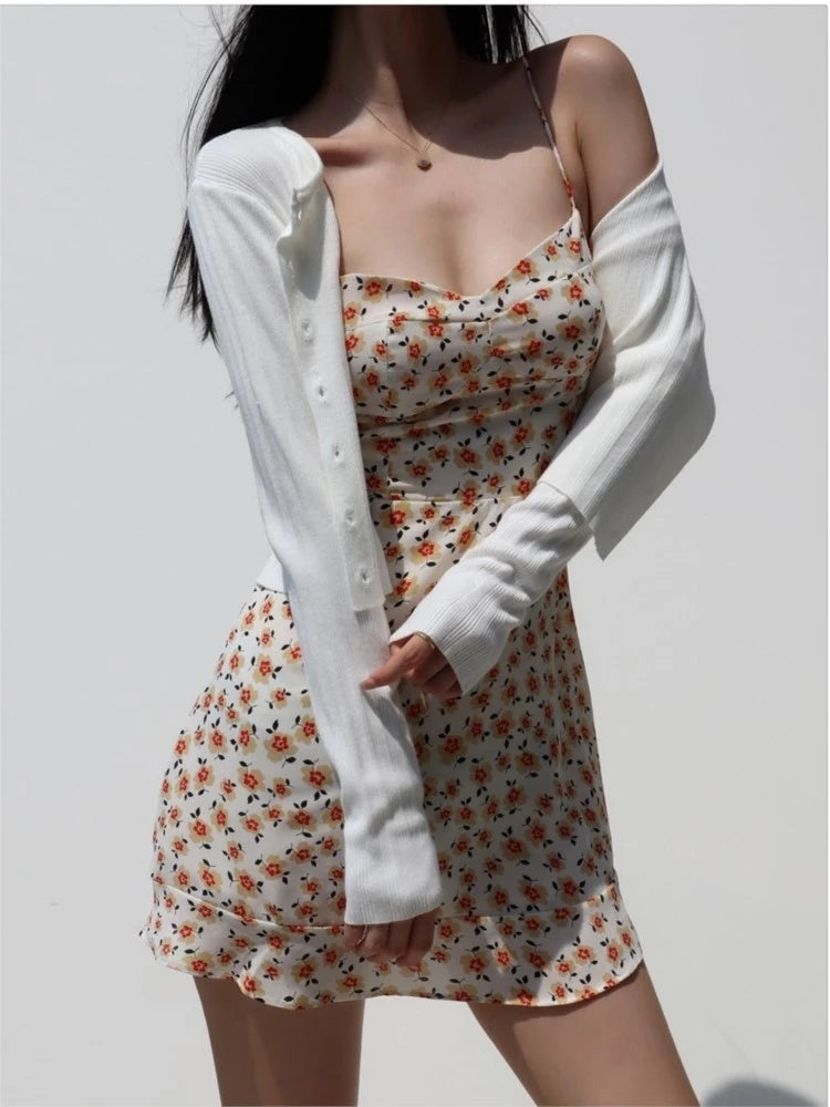Short Dresses for Summer Spaghetti Strap Backless Beach Party Mini Dress Vacation Outfits