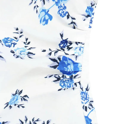 Halter Mini Dresses Spring Summer New Slim Blue Print Dress Backless Dress