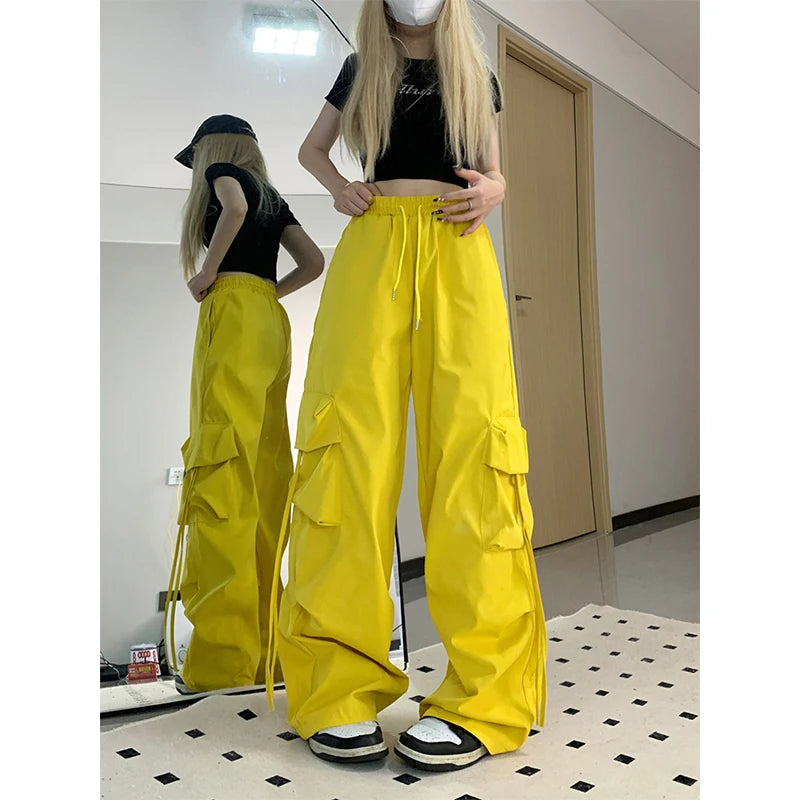 Y2k Cargo Pants Oversized Wide Leg Sweatpants Harajuku Big Pockets Joggers Bf High Waist Baggy Sports Trousers