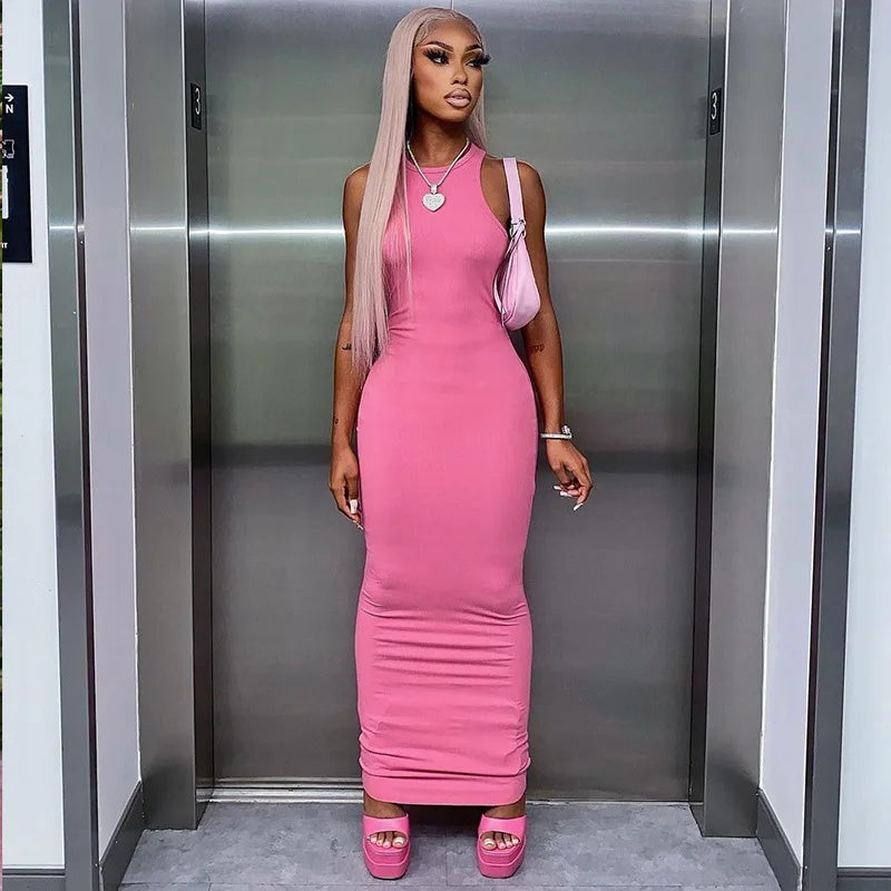 Ribbed Sleeveless Bodycon Maxi Dress