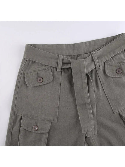 Woman Allmatch Jeans Denim Pants Cargo Pants Multiple Pockets Tunic Trousers Low Waist Baggy Ins