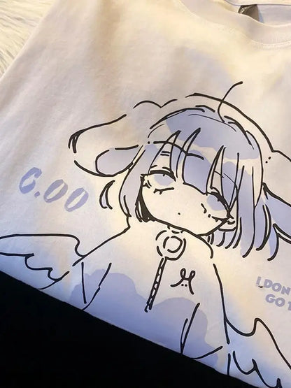 Harajuku Anime Girl Design Sweatshirts Couples Kawaii Hoodie Comfortable Creative Top All-match Comfortable