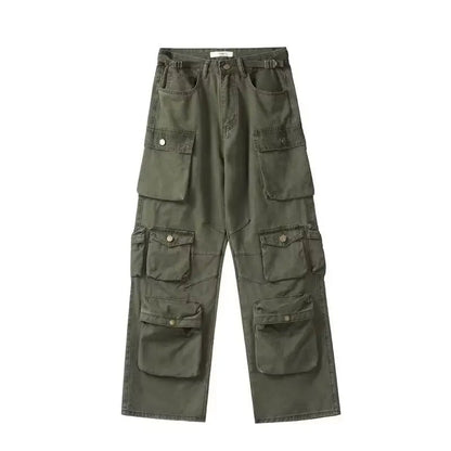 Multiple Pockets Cargo Pants for Loose High Waist Sweatpants Baggy Pant Woman Trousers