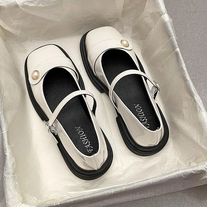 Summer Footwear Red Mary Jane Japanese Style Lolita Pearl Gothic Shoes for Woman Black on Offer Lastest a