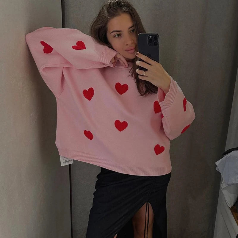 Kawaii Loose Sweater Pullover for Long Sleeve High Street Printed Camisola Female Patchwork Sweater