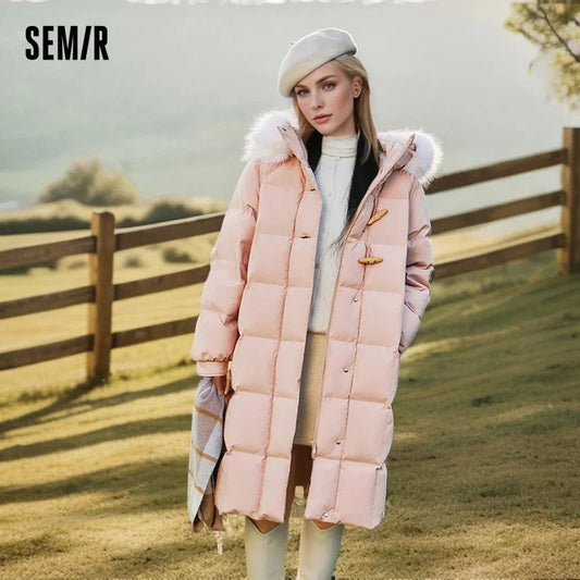 Down Jacket Long Length Three-proof Windproof Loose Winter New Warm Fur Collar Hooded Coat Down Jacket