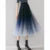 Gradient Tulle Midi Skirt Mesh Pleated Skirts Summer Korean High Waist All Match a Line Skirt