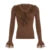 Lace Ruffles Neck Brown T-shirt Y2k Long Sleeve Fitted Top Stylish 2000s Tee Fall