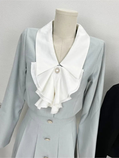 Spring Skirts Suit Jackets Coat Aline Saya 2 Pieces Set Female Party Birthday Clothes Outfits