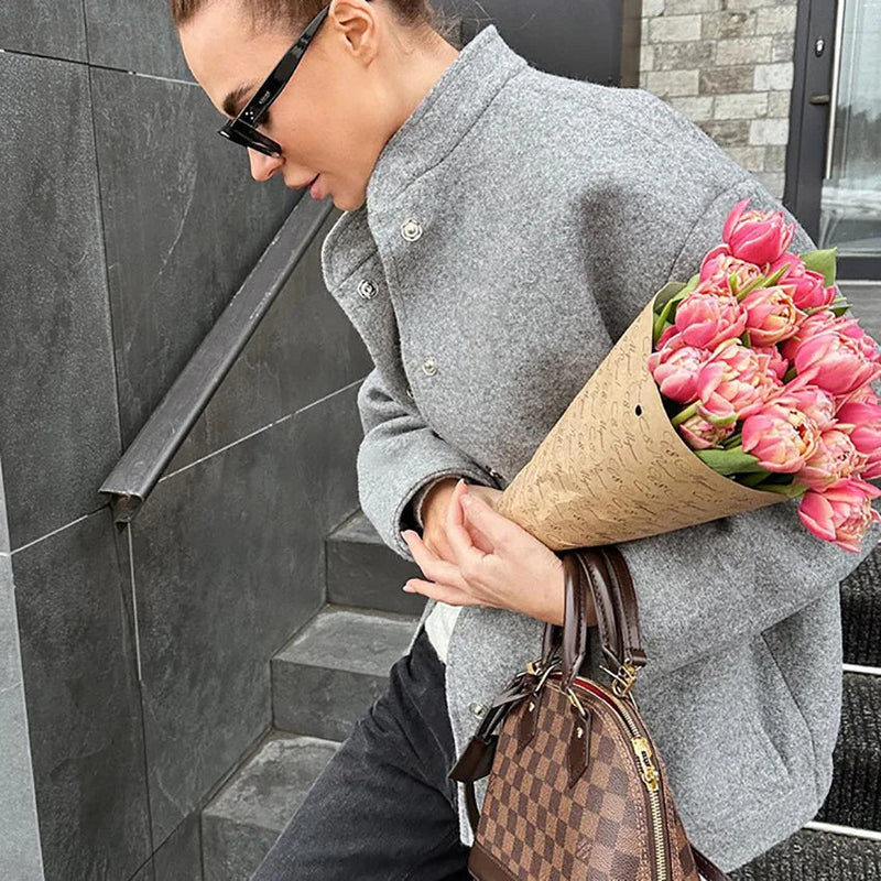 Woolen Jackets Coat for Stand Collar Single Breasted Jackets Winter Coat Warm Clohing
