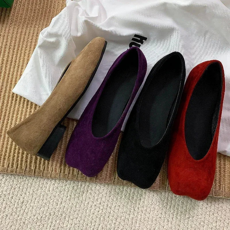 Retro Flat Shoes for Suede Spring Designer Loafer Shoe Shallow Comfort Ballet Mules Pumps Zapatos Mujer
