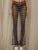 Long Micro Flare Y2k Pants Slim Fit Mesh Patchwork Pants High-waisted High-stretch