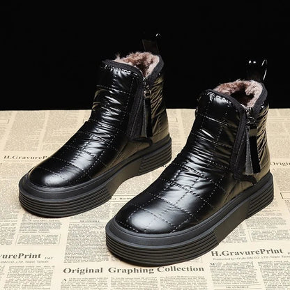 Waterproof Booties Snow Boots Boot Short Barrel Flat Shoes for Hot Silver Warm Low Shoe Winter Elastic Furry
