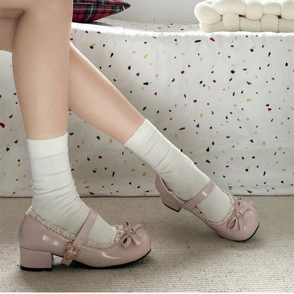 Jk Mary Jane Shoes Causal Shallow Butterflyknot Shoes Spring Autumn Female Leather Shoes