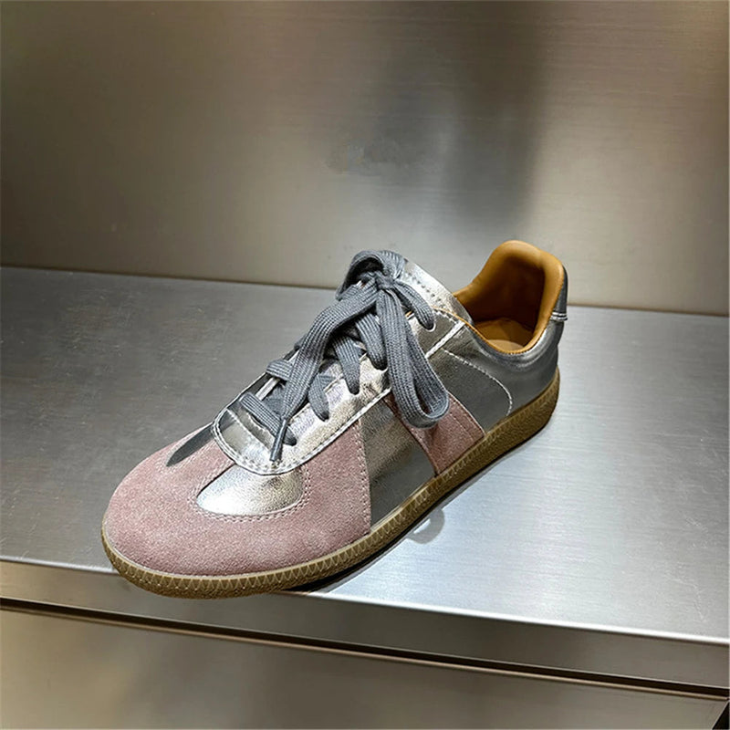 New Genuine Leather Sneakers Crosstied Comfort Flats Shoes Woman Sport Shoes Female Sneakers