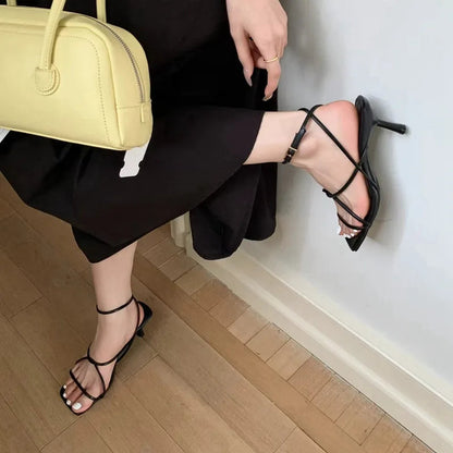 Shoes Sandals Stiletto Heels Suit Female Beige Allmatch Low New Comfort High Retro Summer