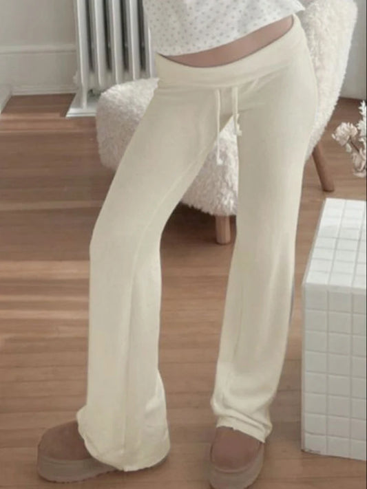 Drawstring Low Waist Straight Pants Basic Jogger Sweatpants