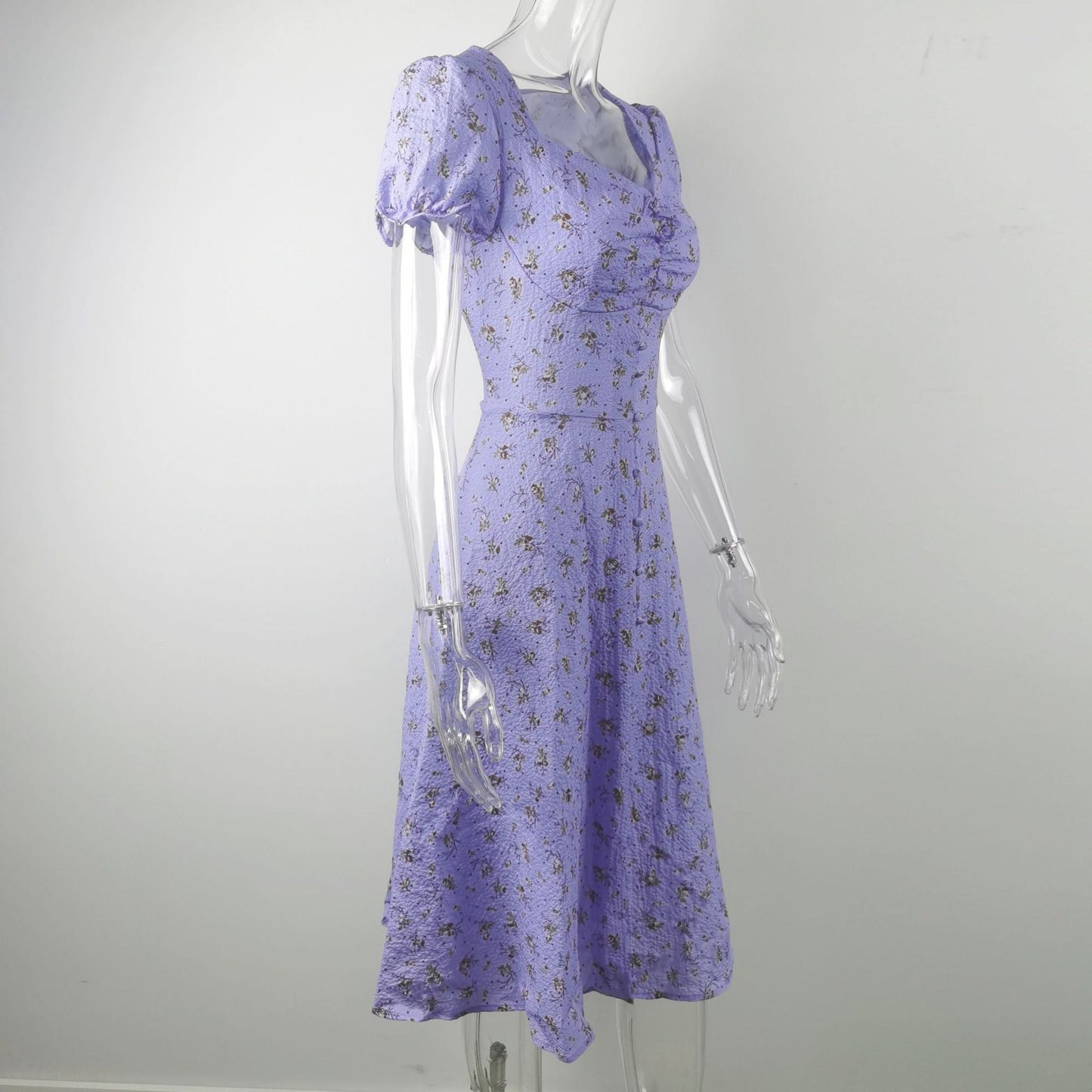 Summer Side Split Long Dress Female Beach Retro Print Sundress Vestido