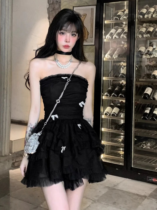Princess Evening Party Prom Sleeveless Slim Mini Dress A-line Korean Spring Summer New Vestidos Mujer