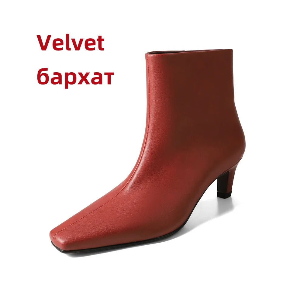 Ins Knee High Boots for Genuine Leather High Heels Winter Shoes Office Lady Long Booties