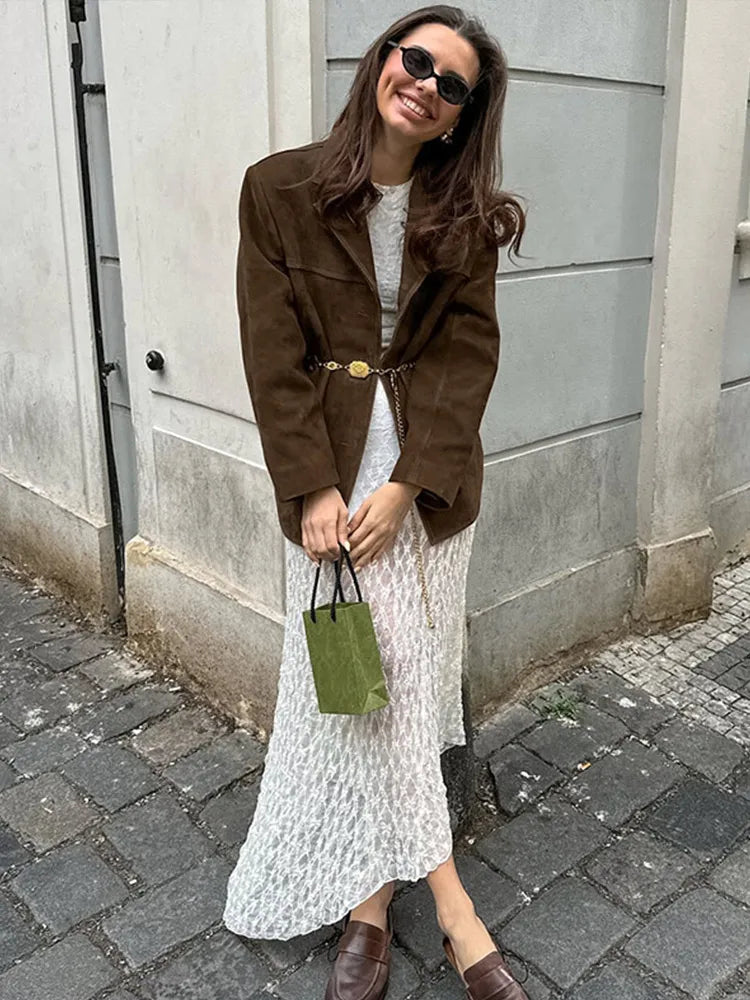 Turn Down Collar Suit Jacket for Long Sleeve Single Breasted Female Coats Autumn Office Suits