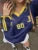 Football Track T-shirts Autumn Printed Striped Long Sleeve V-neck Oversized Tops Female Active