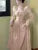 Autumn New Princess Midi Dresses for Square Collar Slim Waist Puff Sleeve Female Clothing One Piece Vestido