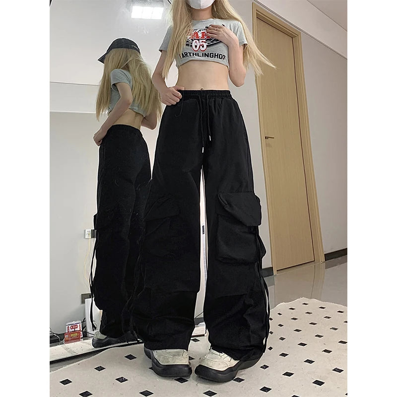 Y2k Cargo Pants Oversized Wide Leg Sweatpants Harajuku Big Pockets Joggers Bf High Waist Baggy Sports Trousers