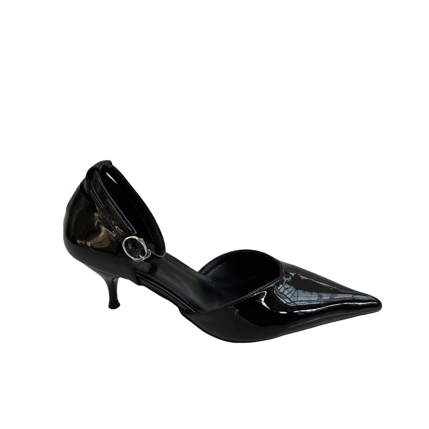 Pointed Heel Sandals Comfort Shoes for Suit Female Beige Black High Leather Low Stiletto Scandals Rubber Fab