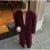 Burgundy Red Woolen Long Coat Oversized Shoulder Pads Full Sleeve Double Breasted Overcoats Autumn Lady