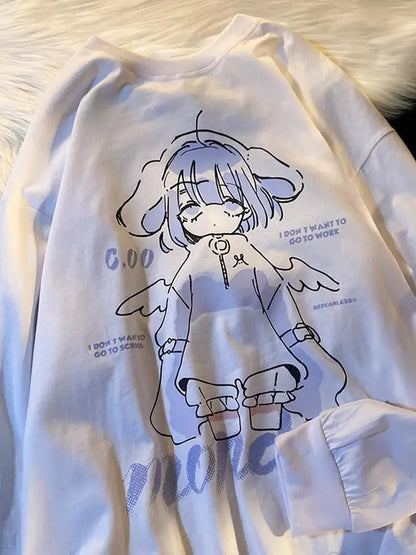 Harajuku Anime Girl Design Sweatshirts Couples Kawaii Hoodie Comfortable Creative Top All-match Comfortable