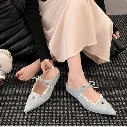 Designer Summer Pointed Toe Mules Slippers Dress Street Style Slip on Shoes