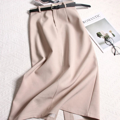 Spring Simple Long Skirts Aline Korean High Waist Faldas Mujer Office Lady Retro Skirt