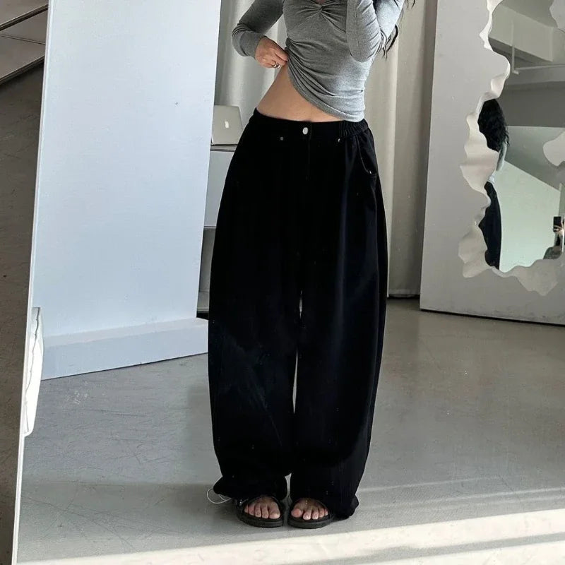 Oversized Grey Sweatpants Y2k America Style Retro Baggy Pants Sports Hip Hop Trousers Joggers